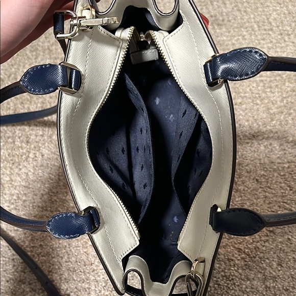 Kate Spade Bright Orange, Navy Blue and White Staci Color block Satchel - Picture 5 of 5